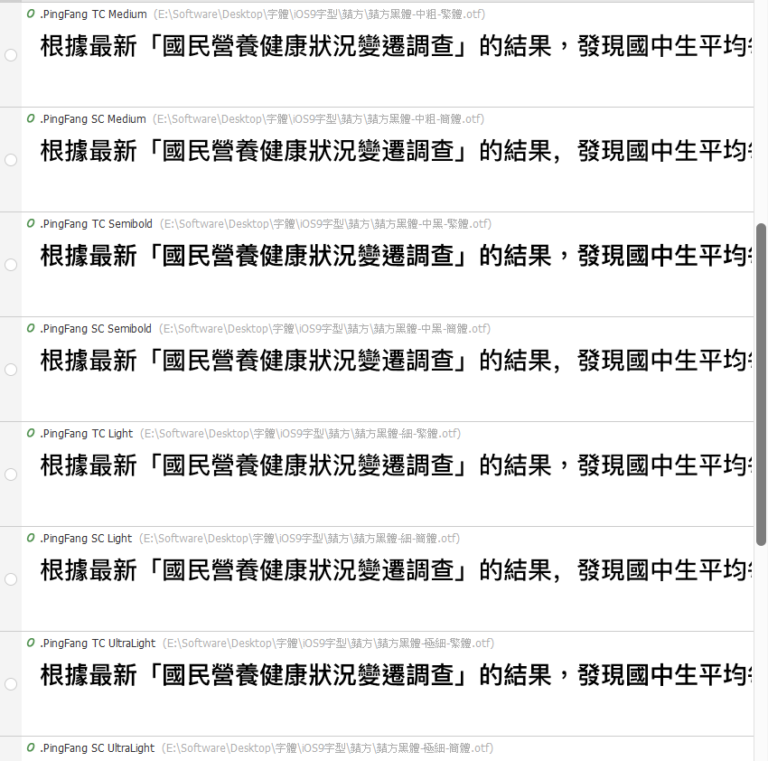 iOS9字型
