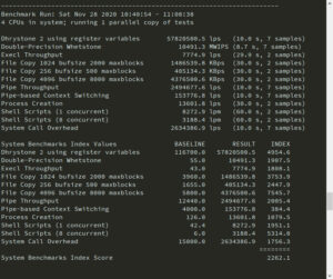 UnixBench單核心測試
