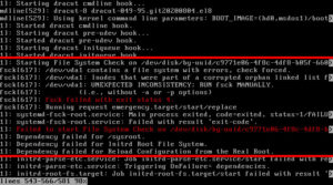 fsck failed with exit status 4.